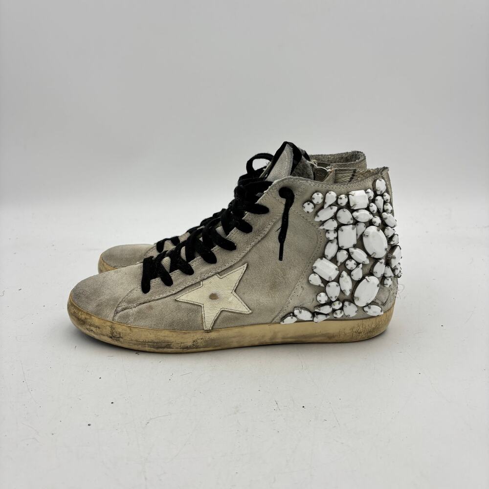 Golden Goose Francy Embelished Stones Hi Top Suede Sneaker Shoes Women's 39 US 9 - Picture 5 of 16